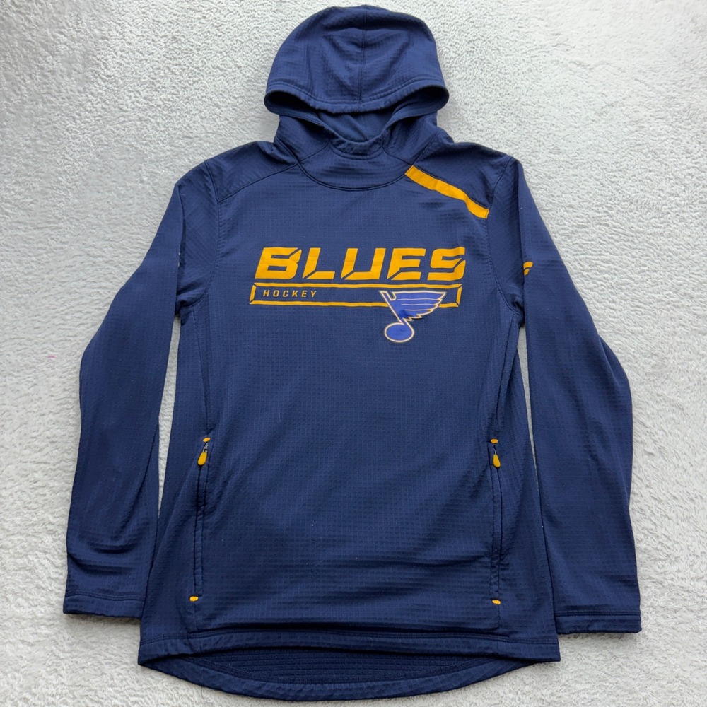 Fanatics Authentic Pro St Louis Blues NHL Hockey Waffle Knit Hoodie Mens Small